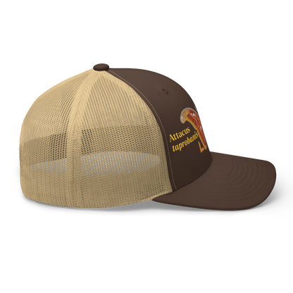 Atlas Moth "Attacus taprobanis" Embroidered Brown & Khaki Trucker Hat Right Mockup