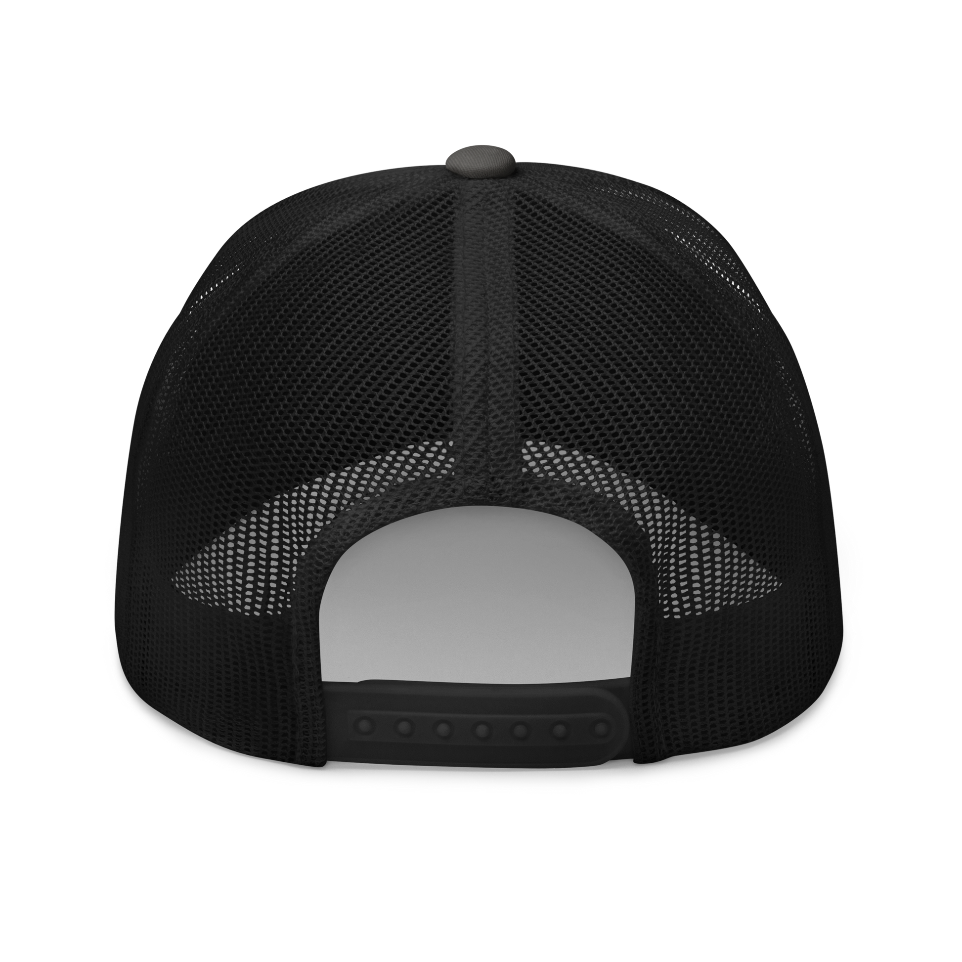 Atlas Moth "Attacus taprobanis" Embroidered Charcoal Grey & Black Trucker Hat Back Mockup