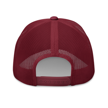 Atlas Moth "Attacus taprobanis" Embroidered Cranberry Red Trucker Hat Back Mockup