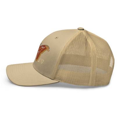 Atlas Moth "Attacus taprobanis" Embroidered Khaki Trucker Hat Left Mockup
