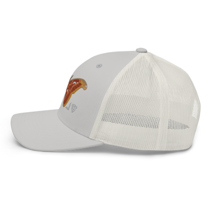 Atlas Moth "Attacus taprobanis" Embroidered Silver Trucker Hat Left Mockup