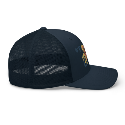 Blackback Land Crab "Gecarcinus lateralis" Embroidered Navy Blue Trucker Hat Right Mockup