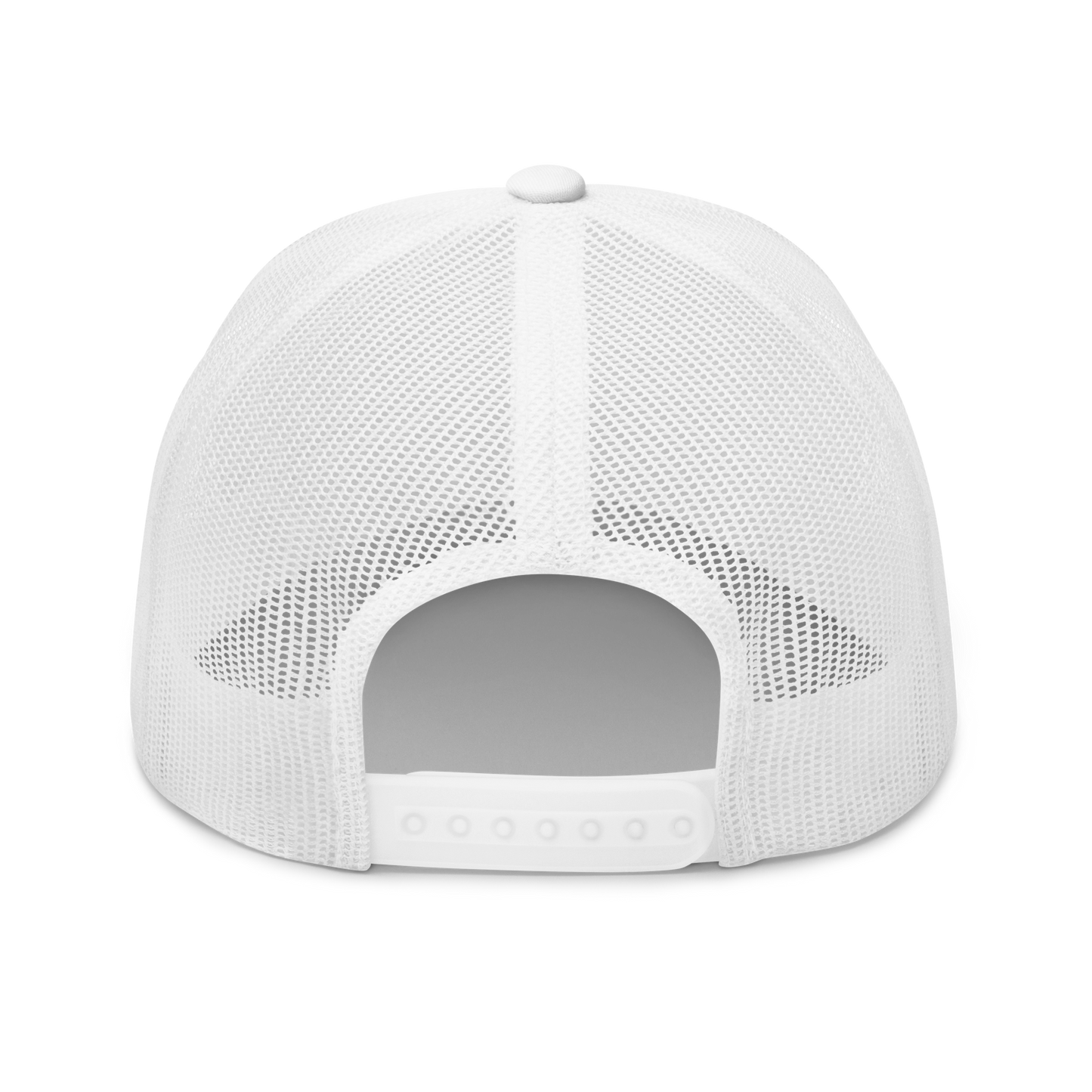 Bontequagga "Equua quagga burchellii" Embroidered White Trucker Hat Back Mockup
