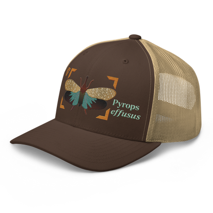 Lanternfly "Pyrops effusa" Embroidered Brown & Khaki Trucker Hat Left Front Mockup