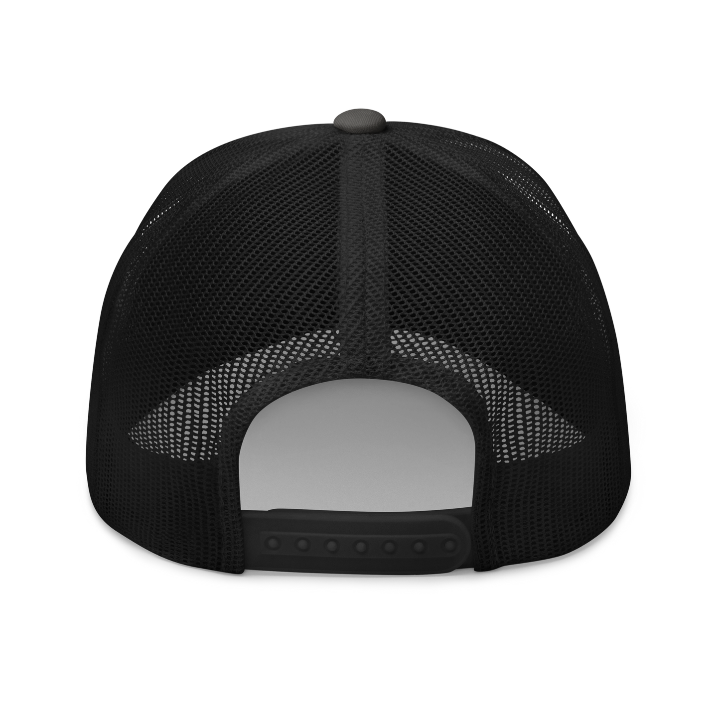 Lanternfly "Pyrops effusa" Embroidered Charcoal Grey & Black Trucker Hat Back Mockup