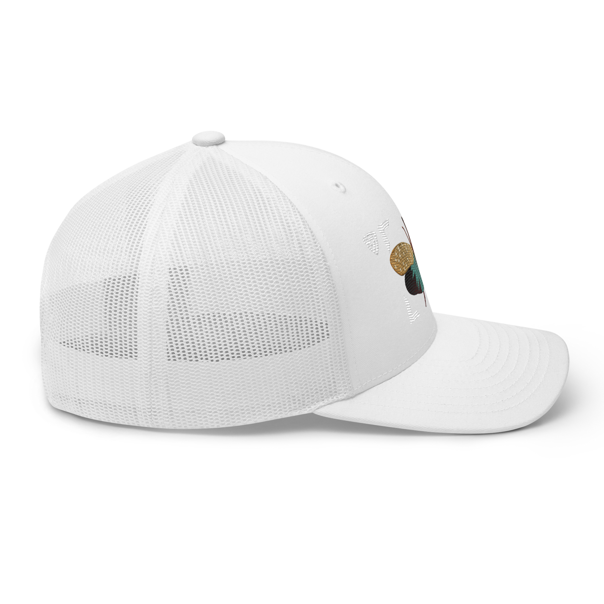Lanternfly "Pyrops effusa" Embroidered White Trucker Hat Right Mockup