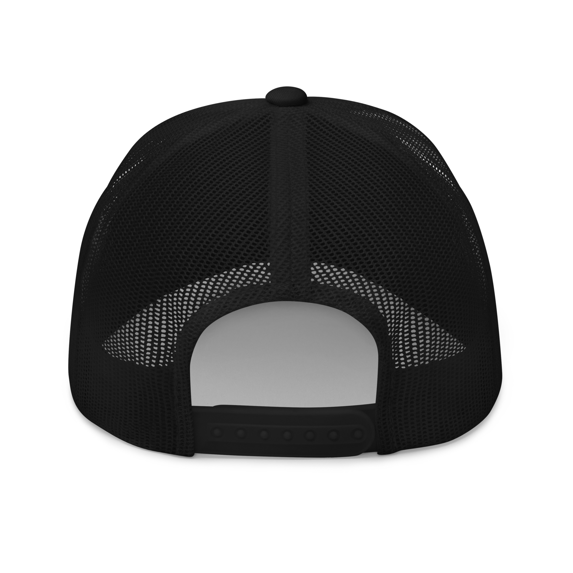 The Large Red Slug "Arion rufus" Embroidered Black Trucker Hat Back Mockup