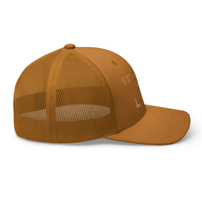 Wasp Spider "Argiope bruennichi" Embroidered Caramel Trucker Hat Right View
