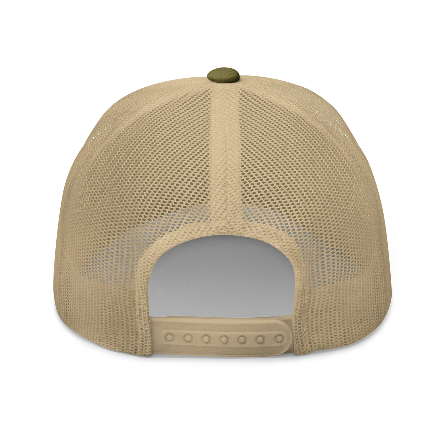 Wasp Spider "Argiope bruennichi" Embroidered Moss Green & Khaki Trucker Hat Back Mockup